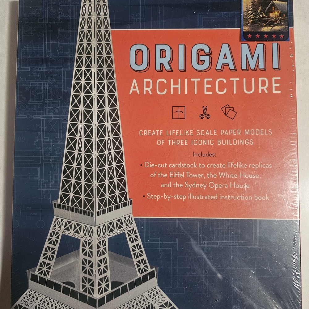 Origami Architecture Paper Model Kit - Blue and Red